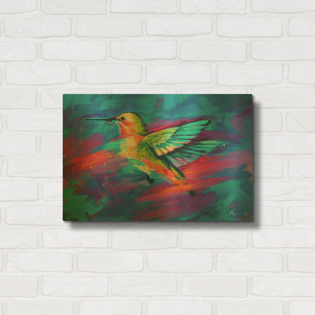 'Hummingbird Colorful' By Lindsay Kivi Gold Metal Wall Art