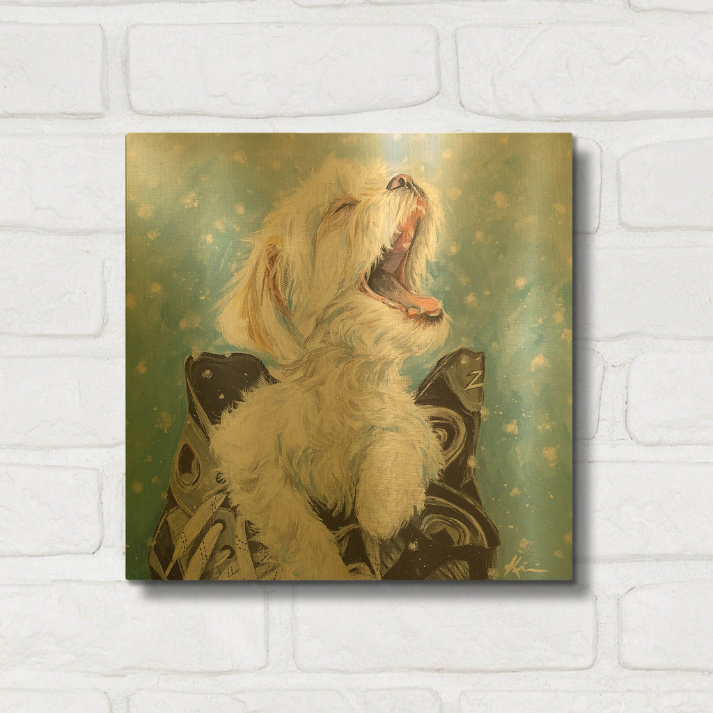 'Let It Snow Shichon' By Lindsay Kivi Gold Metal Wall Art