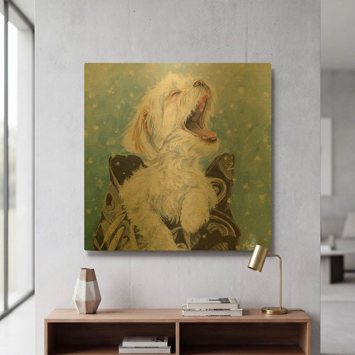 'Let It Snow Shichon' By Lindsay Kivi Gold Metal Wall Art