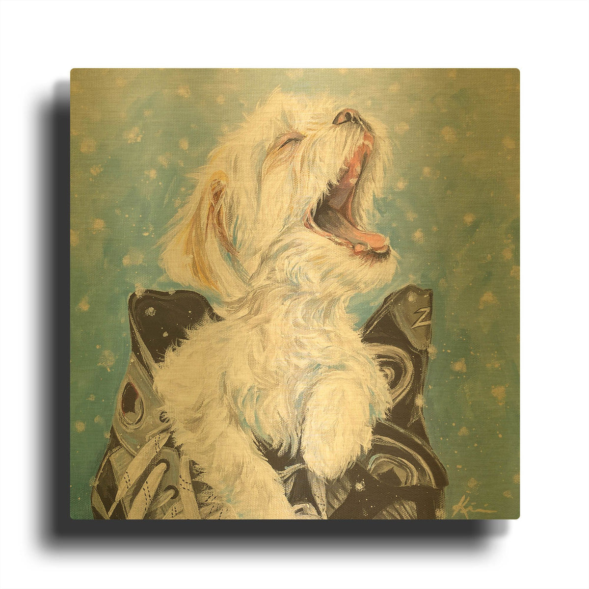 'Let It Snow Shichon' By Lindsay Kivi Gold Metal Wall Art