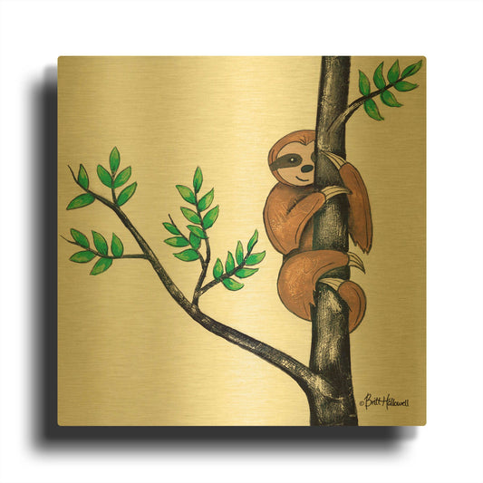 'Slo-Mo Fun I' By Britt Hallowell Gold Metal Wall Art
