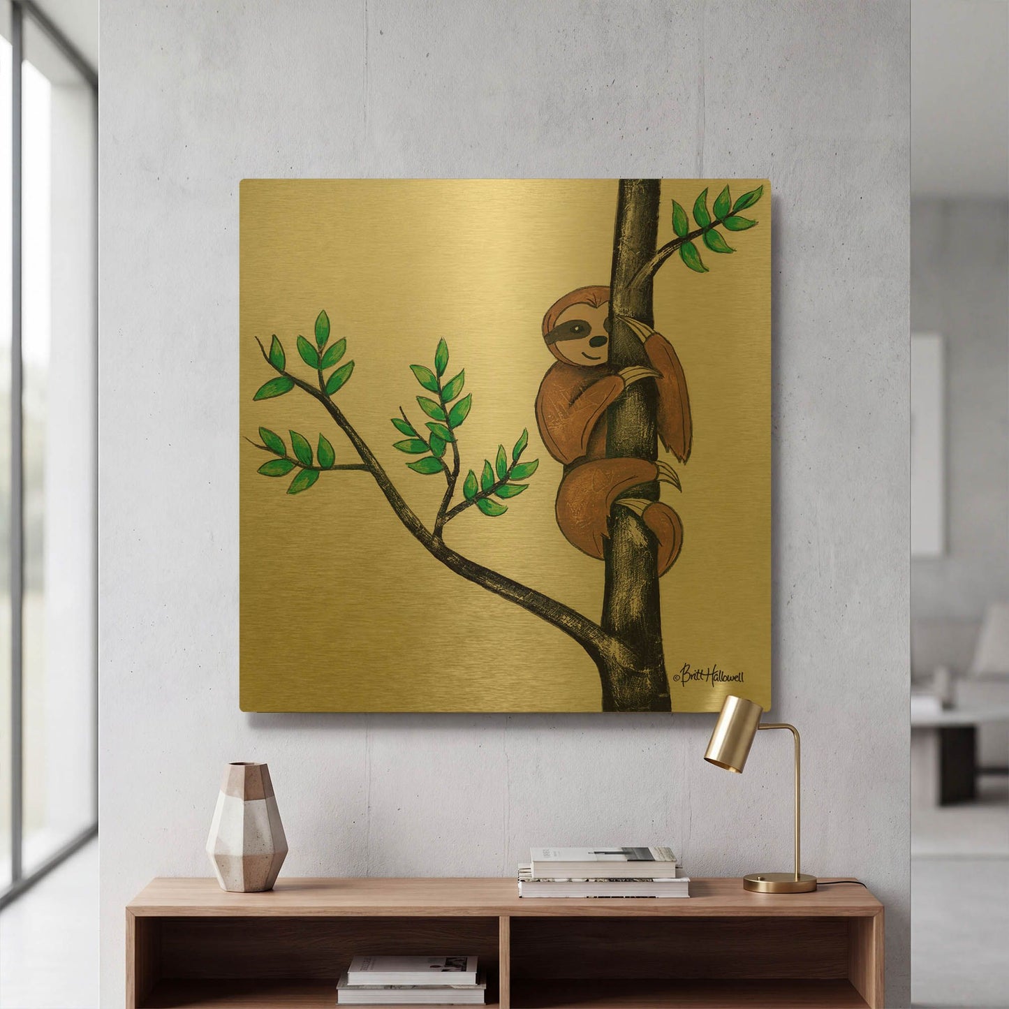 'Slo-Mo Fun I' By Britt Hallowell Gold Metal Wall Art