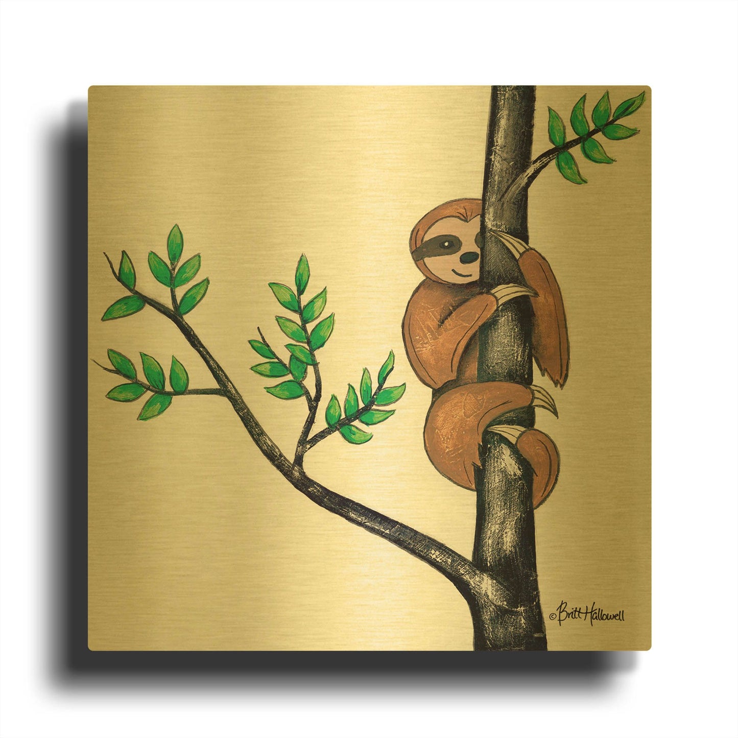 'Slo-Mo Fun I' By Britt Hallowell Gold Metal Wall Art