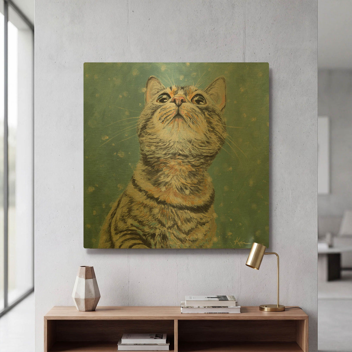 'Let It Snow Tabby' By Lindsay Kivi Gold Metal Wall Art
