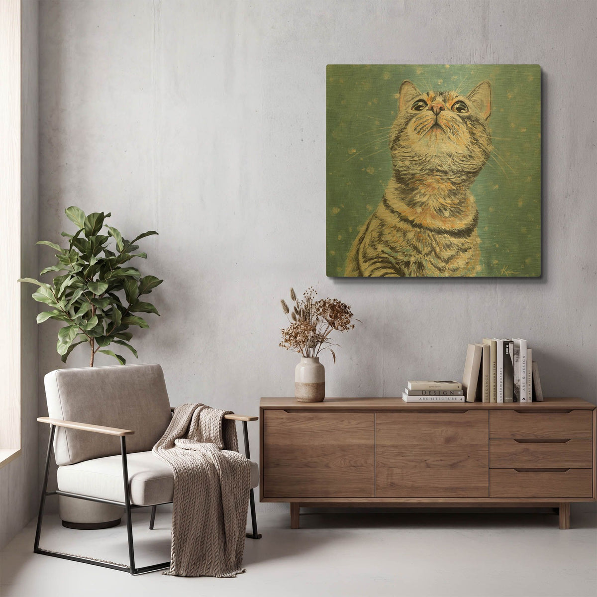 'Let It Snow Tabby' By Lindsay Kivi Gold Metal Wall Art