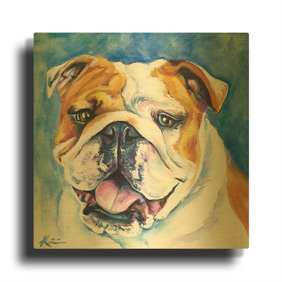 'Live Color Fully English Bulldog' By Lindsay Kivi Gold Metal Wall Art