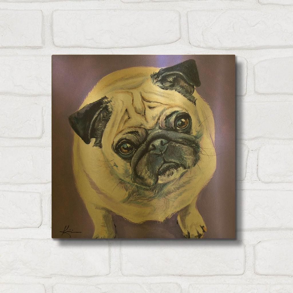 'Live Color Fully Pug' By Lindsay Kivi Gold Metal Wall Art