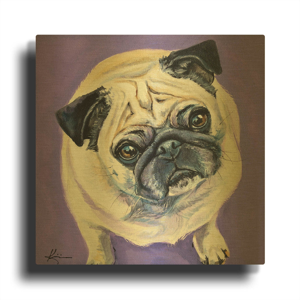 'Live Color Fully Pug' By Lindsay Kivi Gold Metal Wall Art