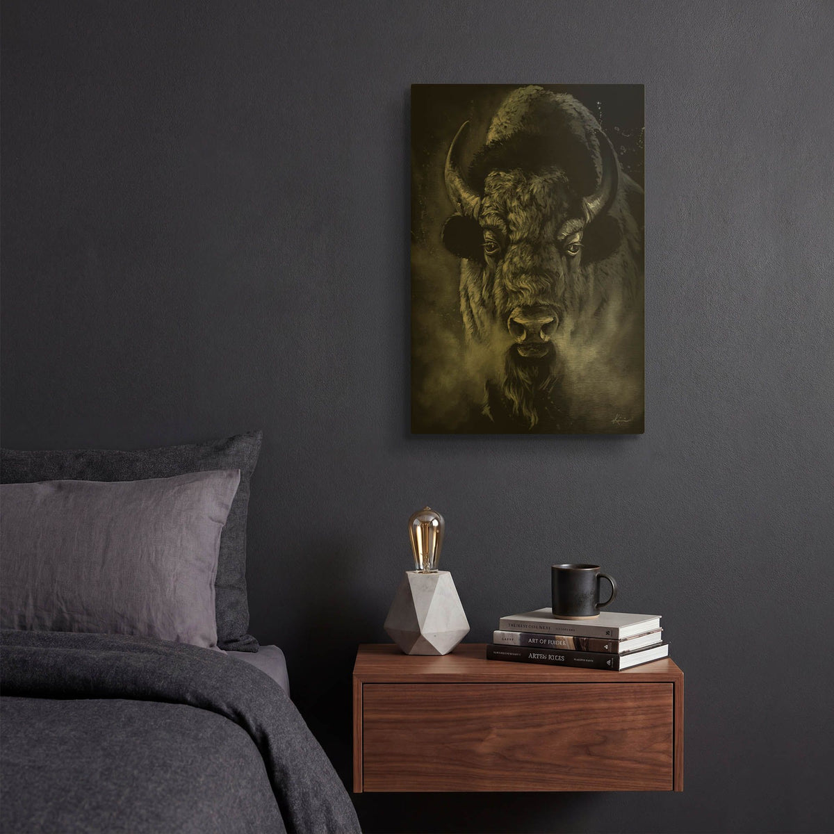 'Monochrome Series Ghost Of The Plains' By Lindsay Kivi Gold Metal Wall Art