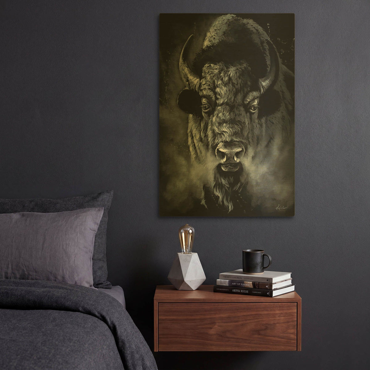 'Monochrome Series Ghost Of The Plains' By Lindsay Kivi Gold Metal Wall Art