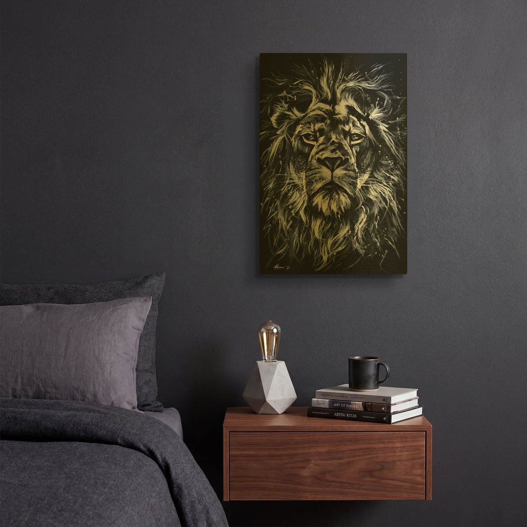 'Monochrome Series Lion' By Lindsay Kivi Gold Metal Wall Art
