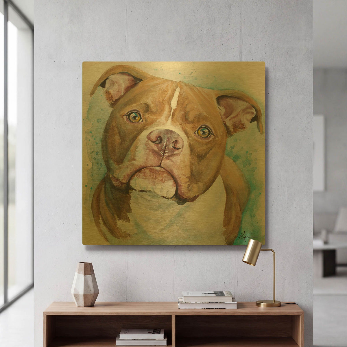 'Must Love Dogs American Pit Bull' By Lindsay Kivi Gold Metal Wall Art