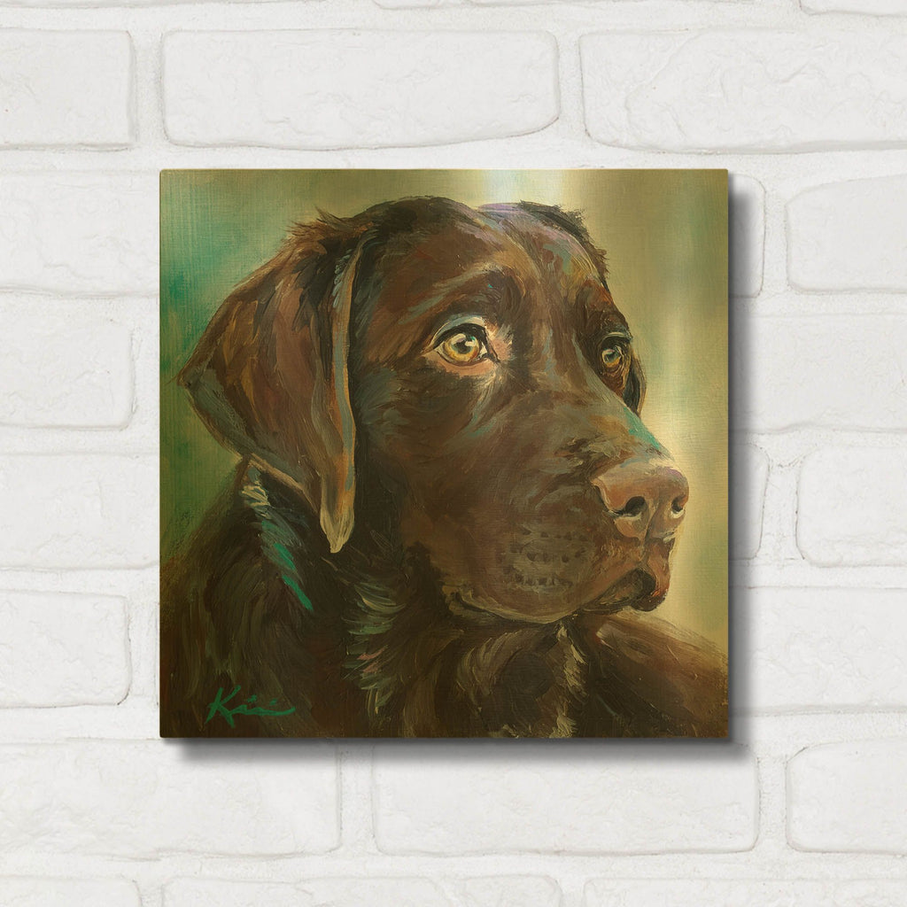 'Must Love Dogs Chocolate Lab 2' By Lindsay Kivi Gold Metal Wall Art