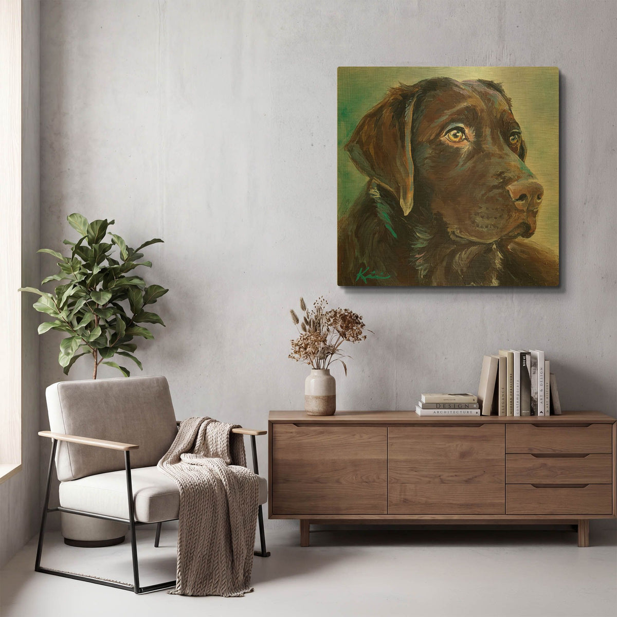 'Must Love Dogs Chocolate Lab 2' By Lindsay Kivi Gold Metal Wall Art