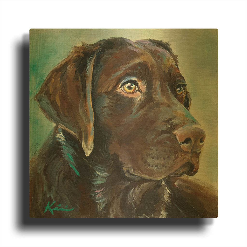 'Must Love Dogs Chocolate Lab 2' By Lindsay Kivi Gold Metal Wall Art