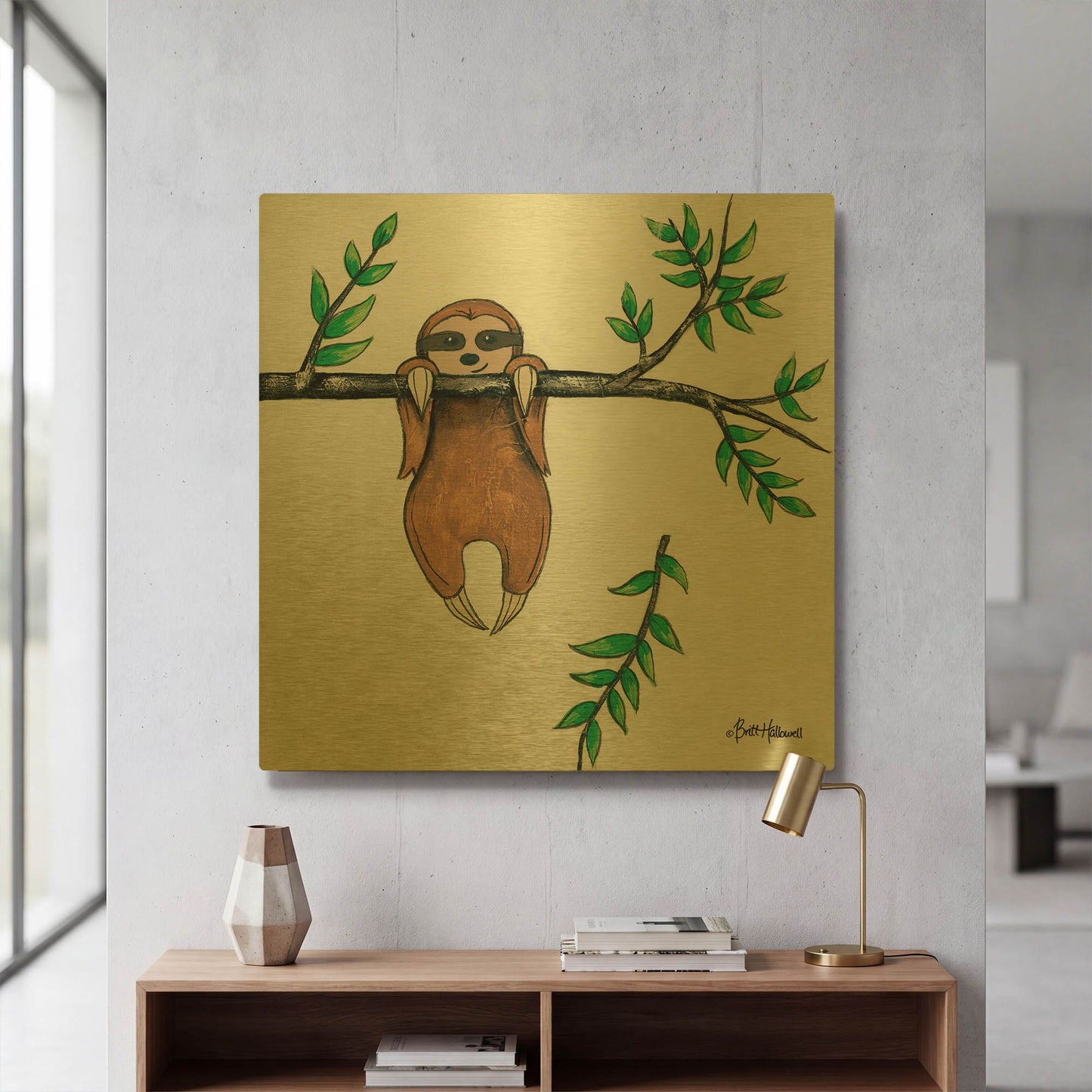 'Slo-Mo Fun II' By Britt Hallowell Gold Metal Wall Art