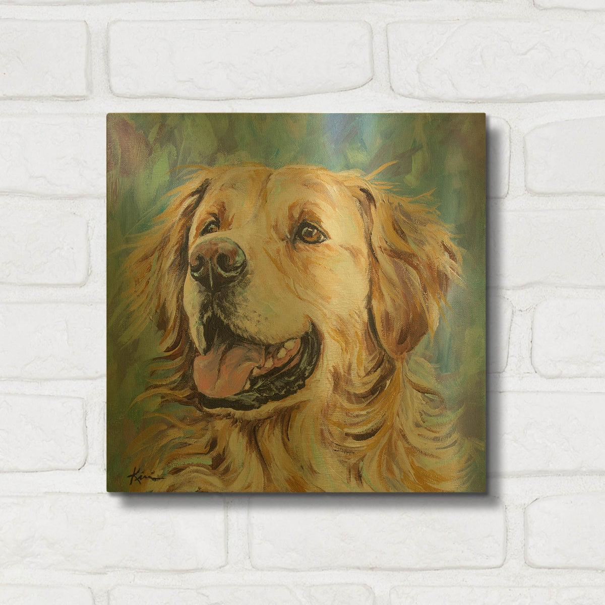 'Must Love Dogs Golden Retriever' By Lindsay Kivi Gold Metal Wall Art