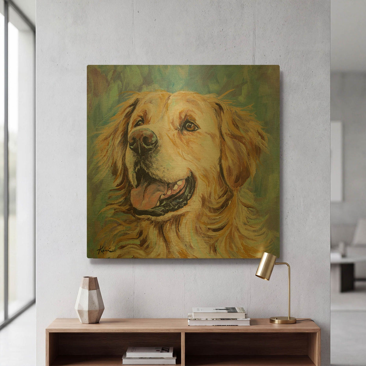'Must Love Dogs Golden Retriever' By Lindsay Kivi Gold Metal Wall Art