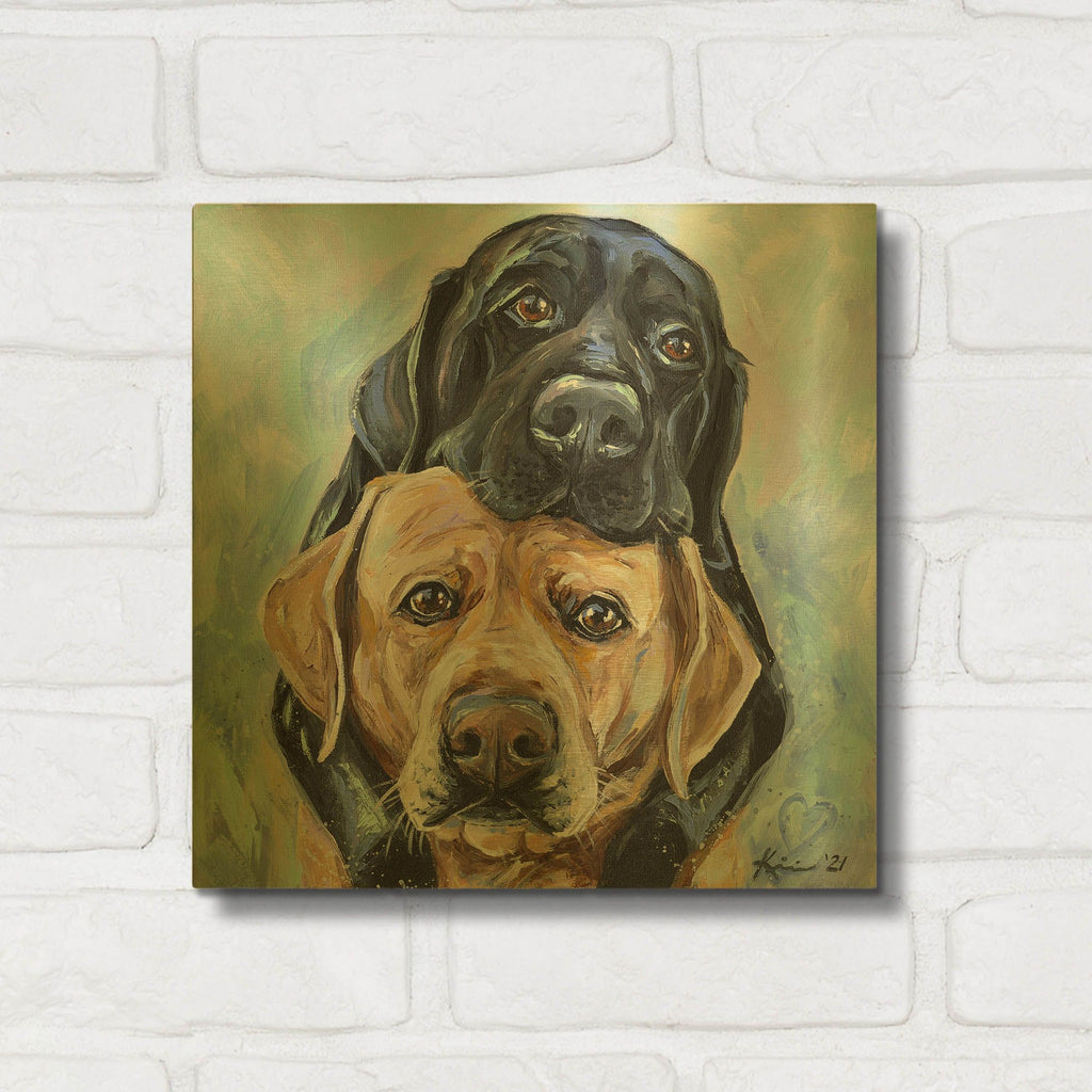 'Must Love Dogs Labs' By Lindsay Kivi Gold Metal Wall Art