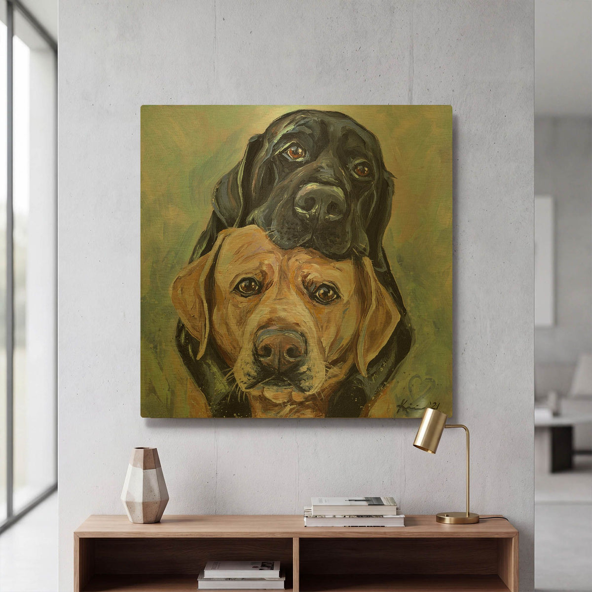 'Must Love Dogs Labs' By Lindsay Kivi Gold Metal Wall Art