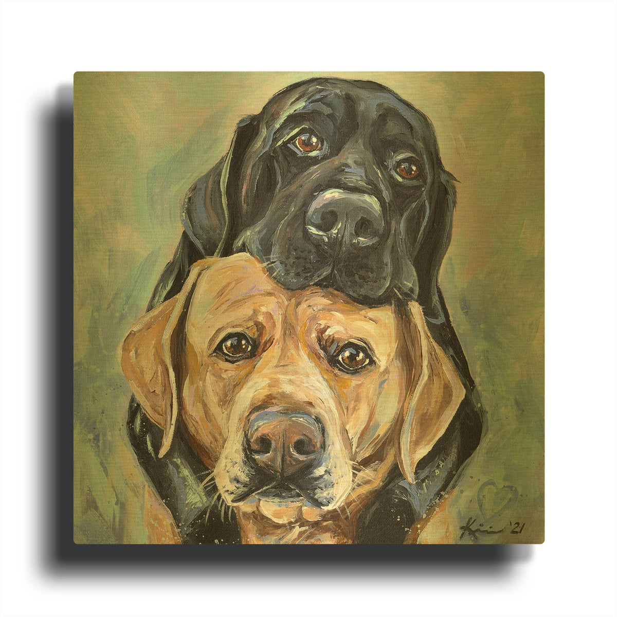 'Must Love Dogs Labs' By Lindsay Kivi Gold Metal Wall Art