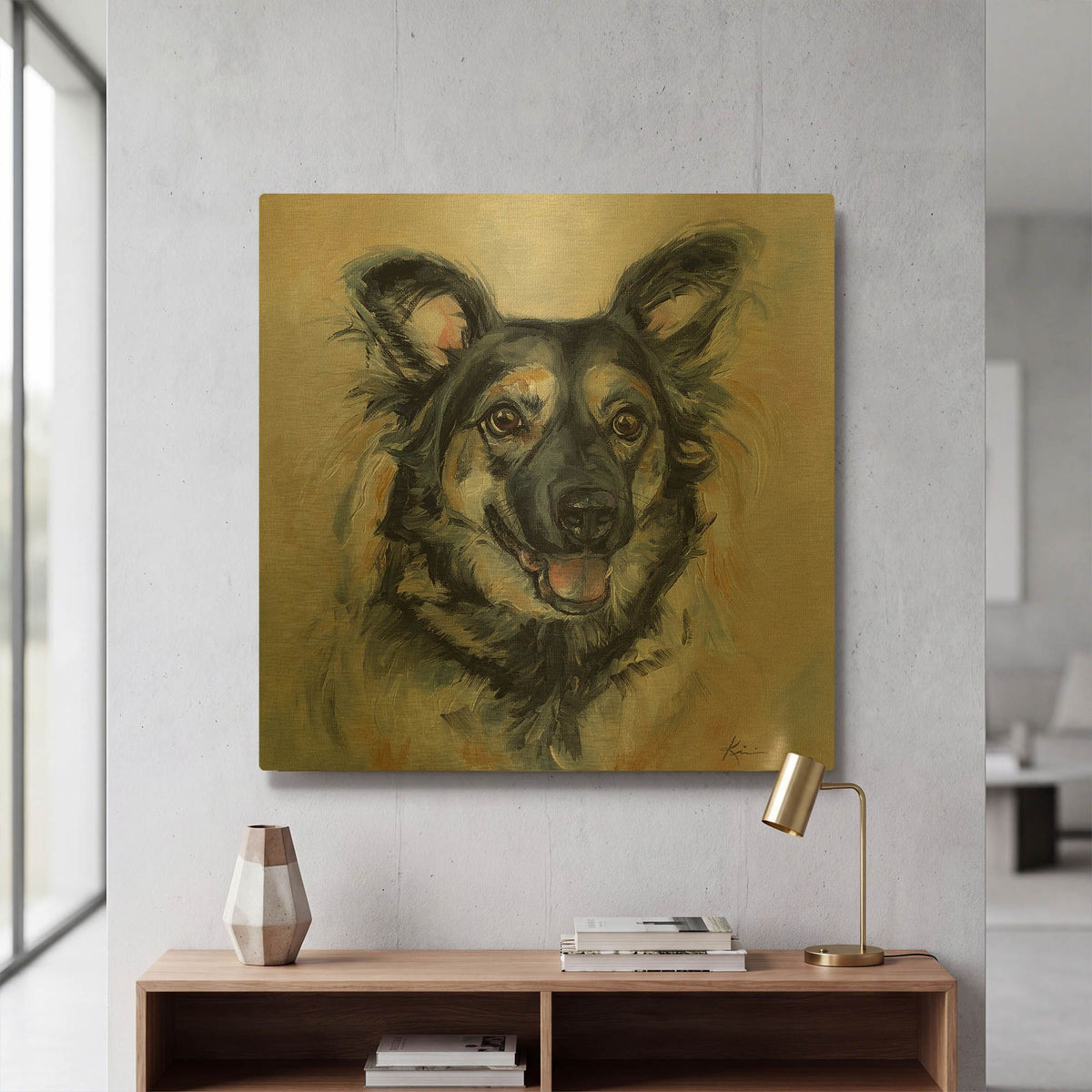 'Must Love Dogs Shepherd' By Lindsay Kivi Gold Metal Wall Art