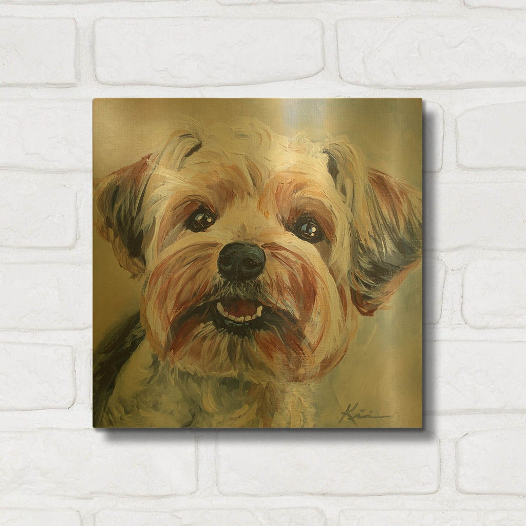 'Must Love Dogs Silky Yorkie' By Lindsay Kivi Gold Metal Wall Art
