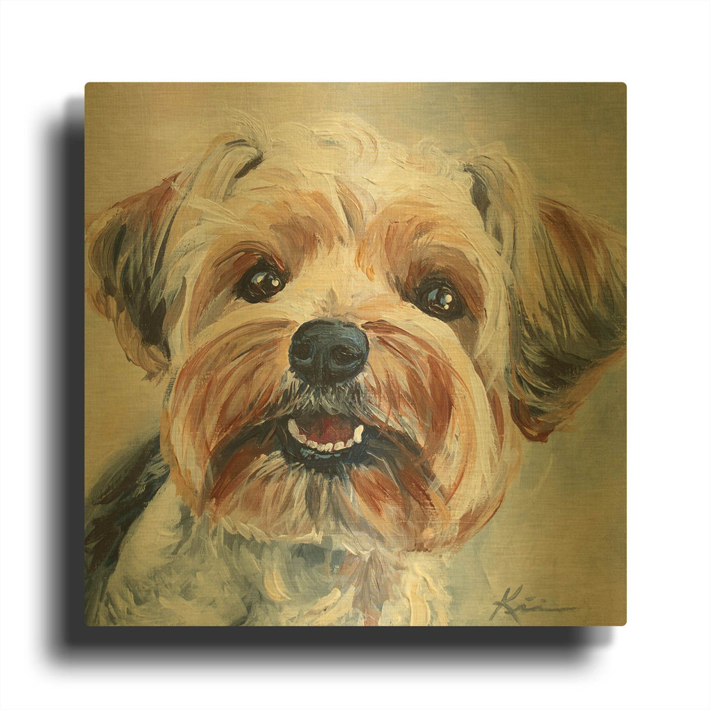 'Must Love Dogs Silky Yorkie' By Lindsay Kivi Gold Metal Wall Art