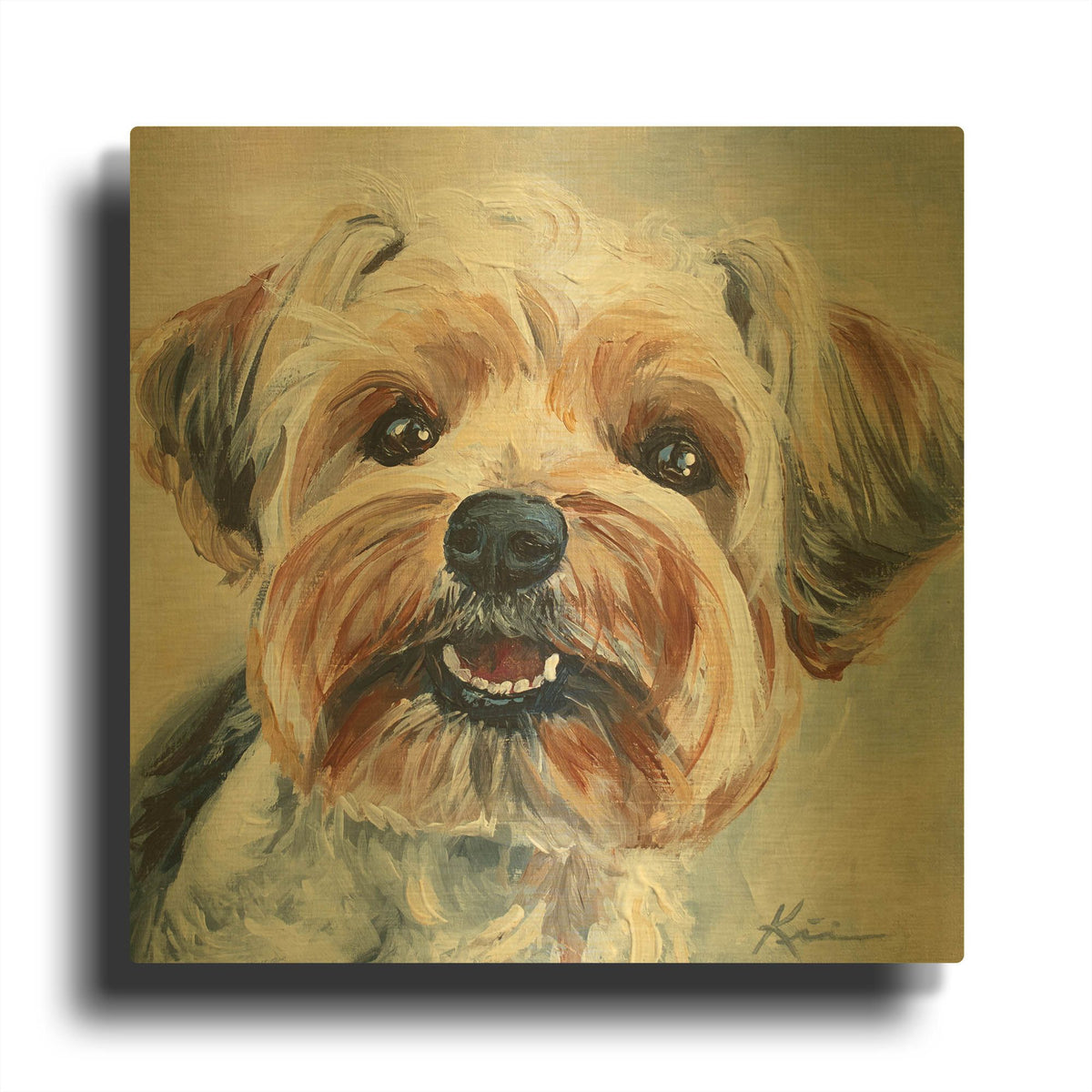 'Must Love Dogs Silky Yorkie' By Lindsay Kivi Gold Metal Wall Art