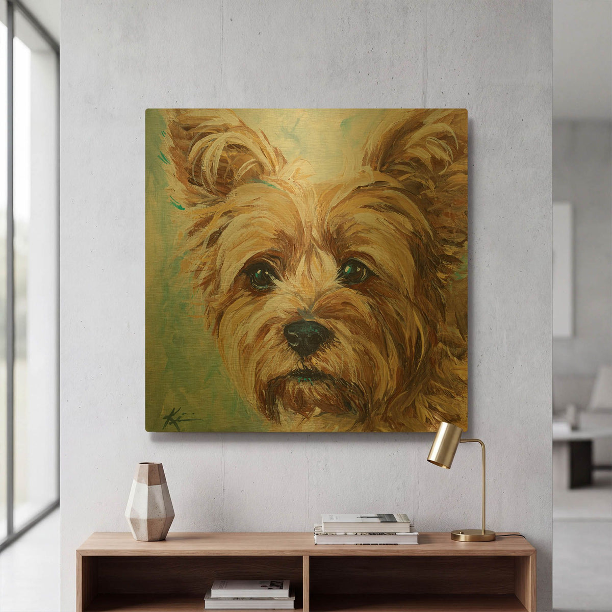 'Must Love Dogs Yorkie' By Lindsay Kivi Gold Metal Wall Art