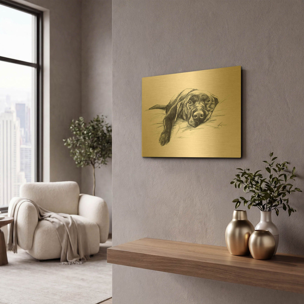 'Naptime 1' By Lindsay Kivi Gold Metal Wall Art