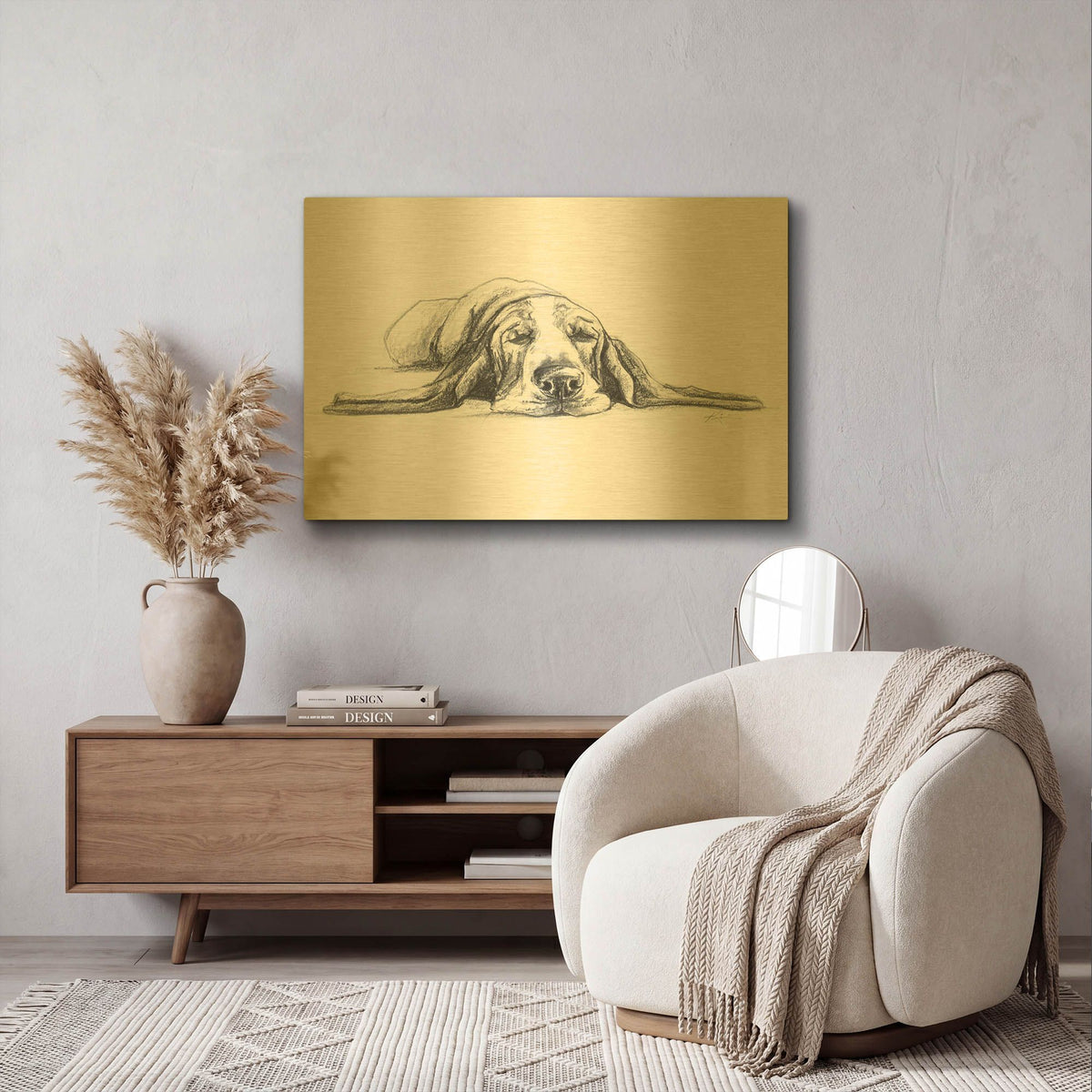 'Naptime 4' By Lindsay Kivi Gold Metal Wall Art