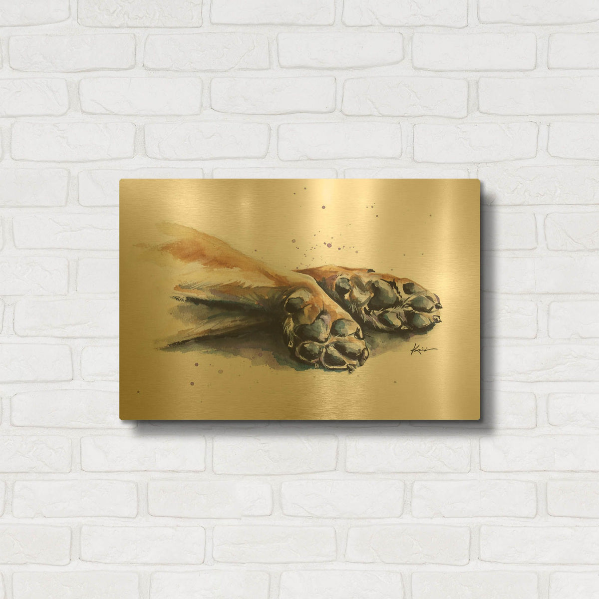 'Paw Prints Paws' By Lindsay Kivi Gold Metal Wall Art
