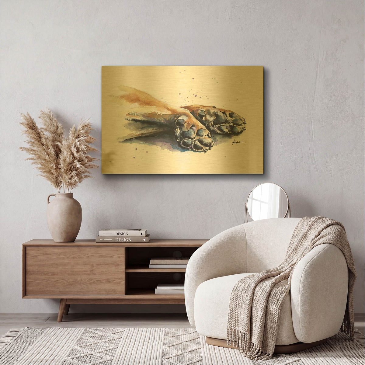 'Paw Prints Paws' By Lindsay Kivi Gold Metal Wall Art