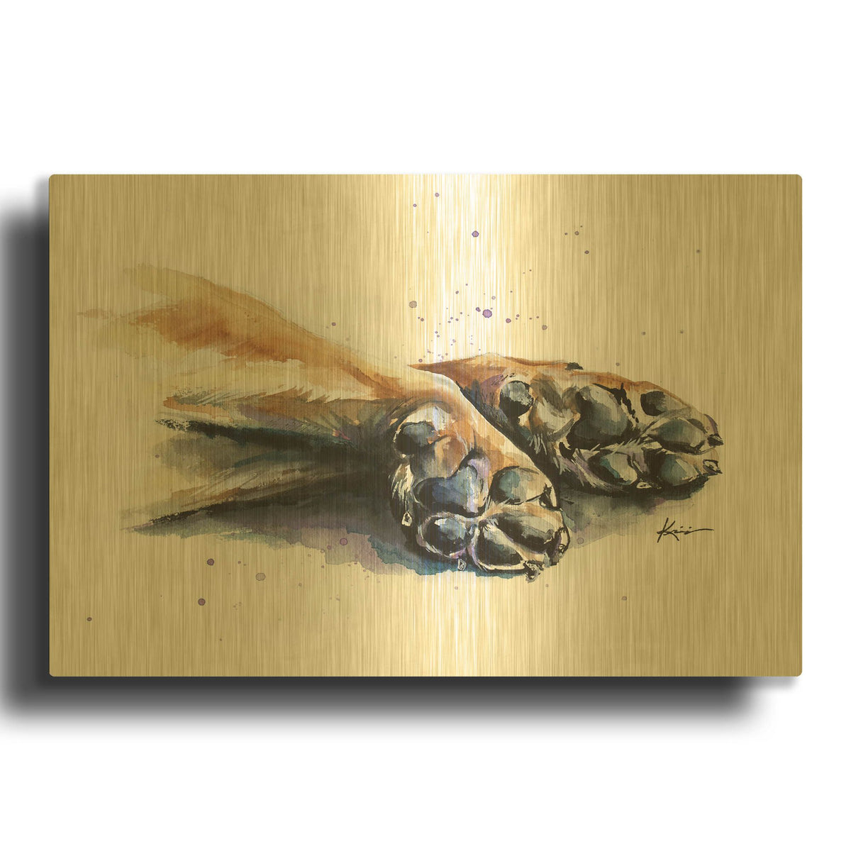 'Paw Prints Paws' By Lindsay Kivi Gold Metal Wall Art