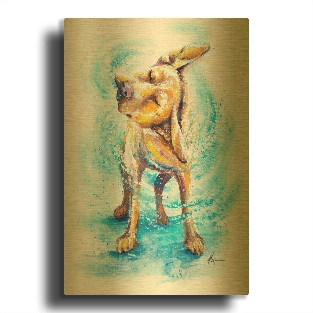 'Paw Prints Shake It Off' By Lindsay Kivi Gold Metal Wall Art