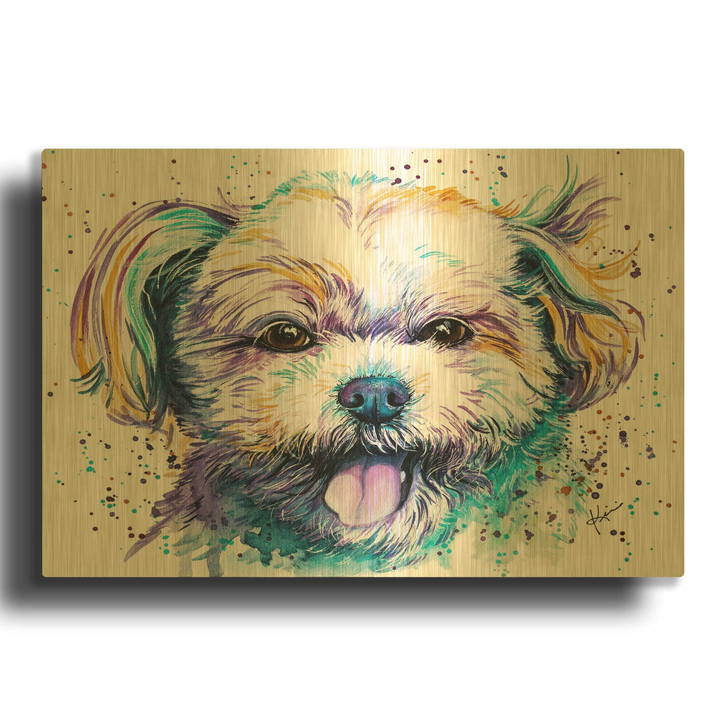 'Rainbow Dogs Shih Tzu' By Lindsay Kivi Gold Metal Wall Art