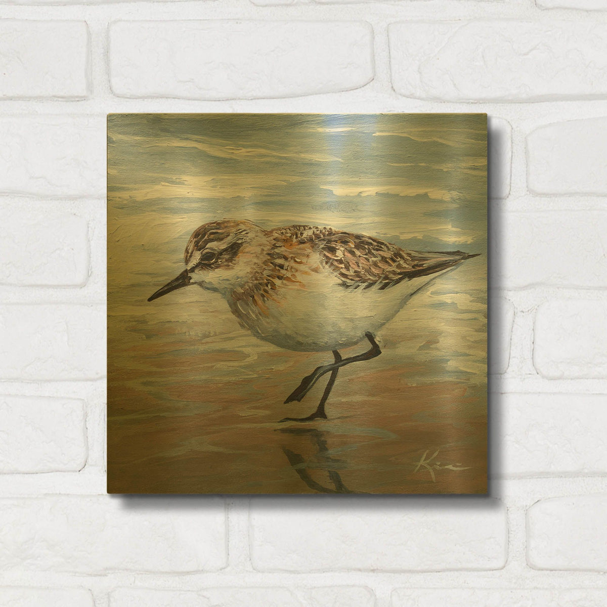 'Sand Piper' By Lindsay Kivi Gold Metal Wall Art