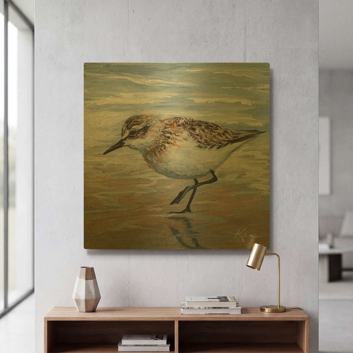 'Sand Piper' By Lindsay Kivi Gold Metal Wall Art