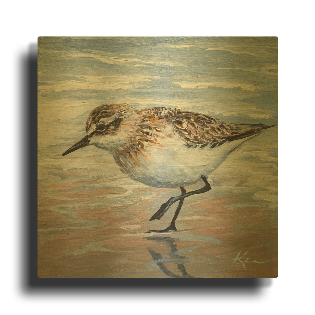 'Sand Piper' By Lindsay Kivi Gold Metal Wall Art