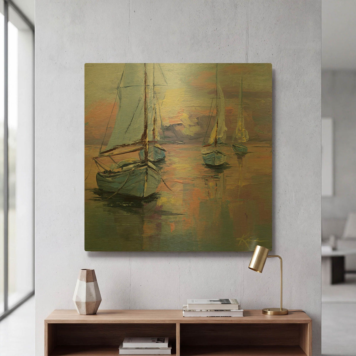 'Seascapes 1' By Lindsay Kivi Gold Metal Wall Art