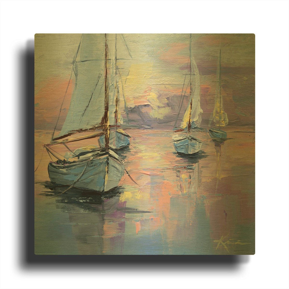 'Seascapes 1' By Lindsay Kivi Gold Metal Wall Art
