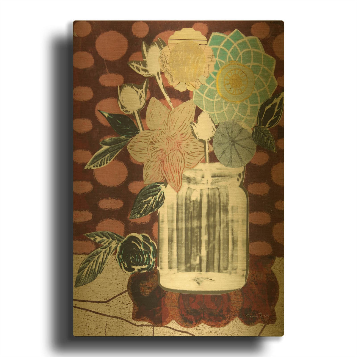'Floral Fling I Cream' By Candra Boggs Gold Metal Wall Art