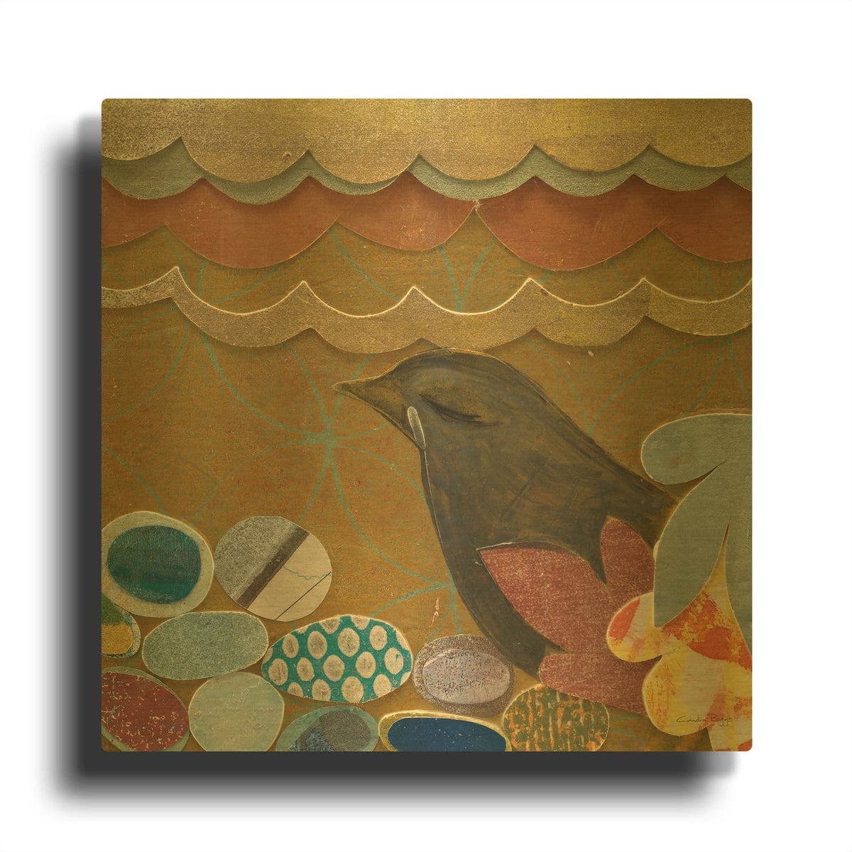 'Nesting Birds 1' By Candra Boggs Gold Metal Wall Art