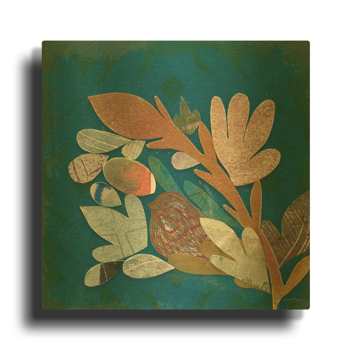 'Nesting Birds 2' By Candra Boggs Gold Metal Wall Art