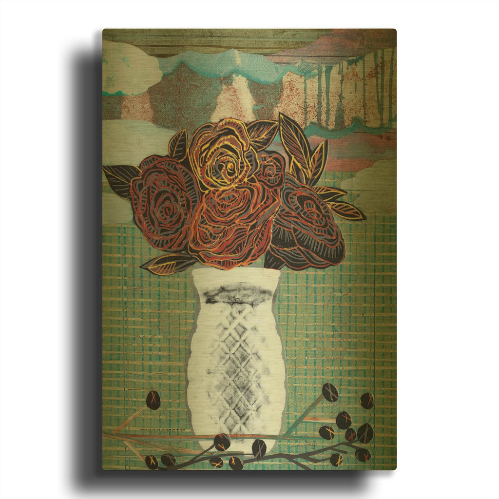 'Romance Bouquet' By Candra Boggs Gold Metal Wall Art