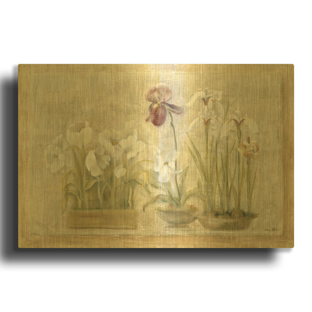 'Asian Florals' By Cheri Blum Gold Metal Wall Art