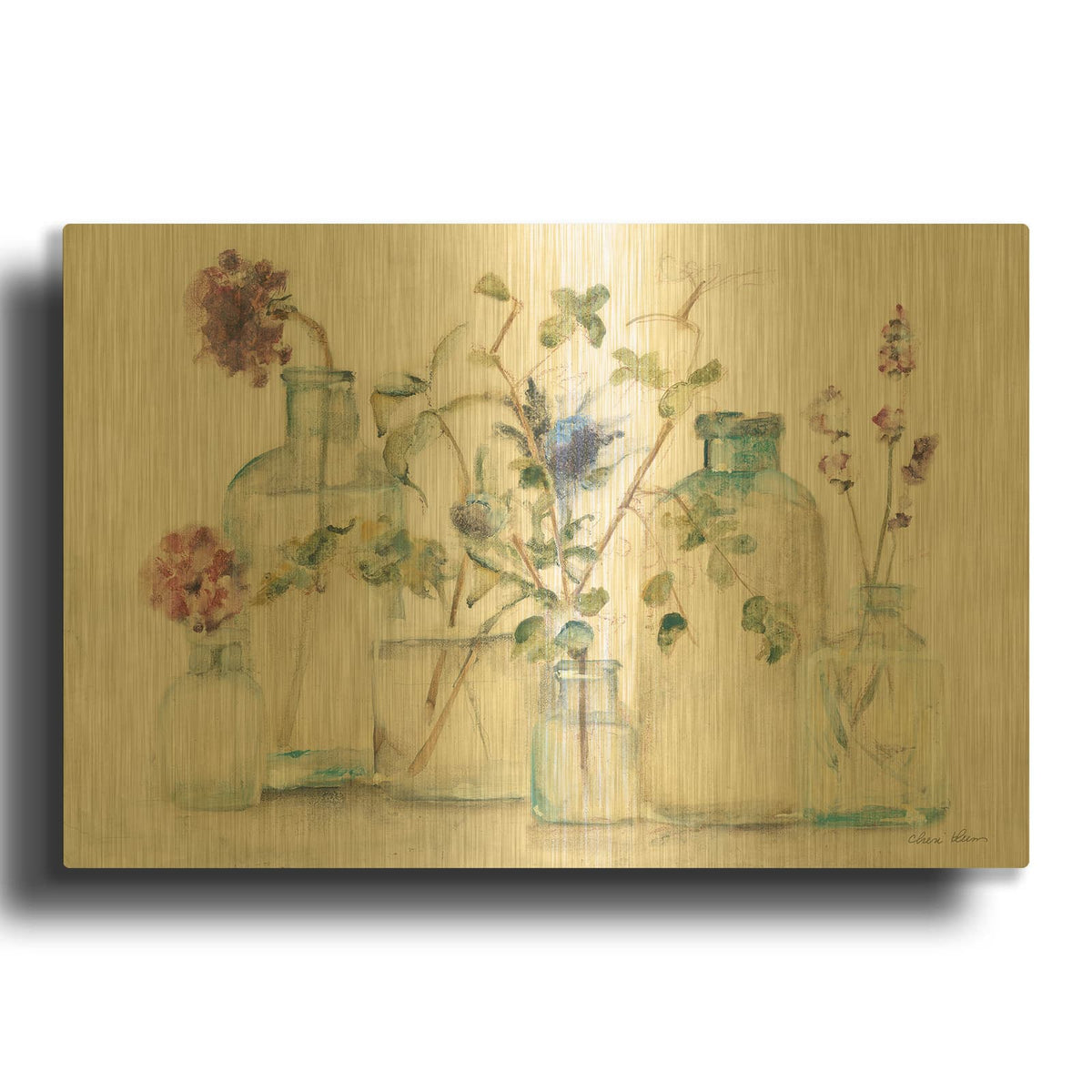 'Blossoms 4' By Cheri Blum Gold Metal Wall Art
