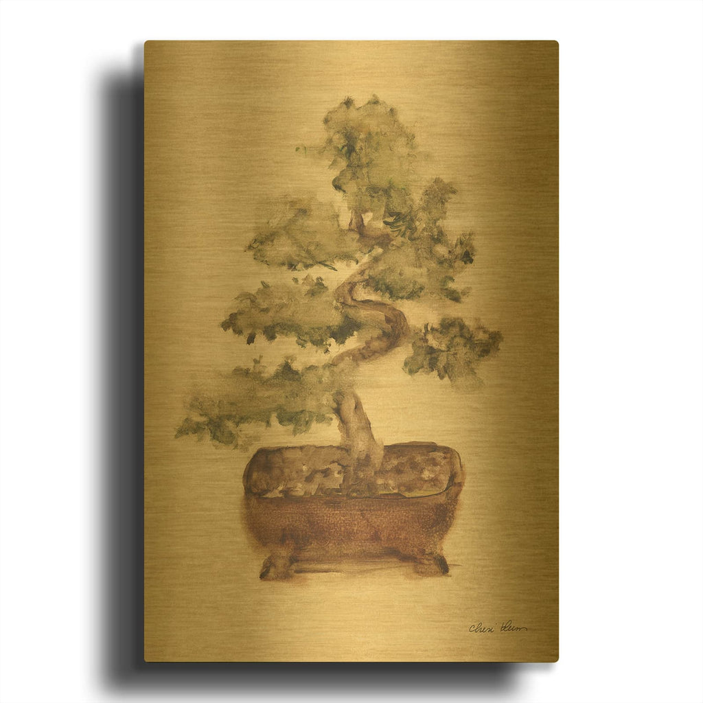 'Bonsai 1' By Cheri Blum Gold Metal Wall Art