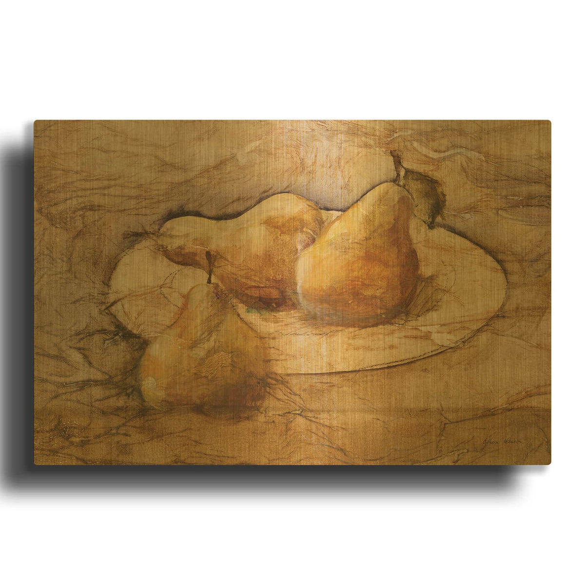 'Bowl Of Fruit 1' By Cheri Blum Gold Metal Wall Art